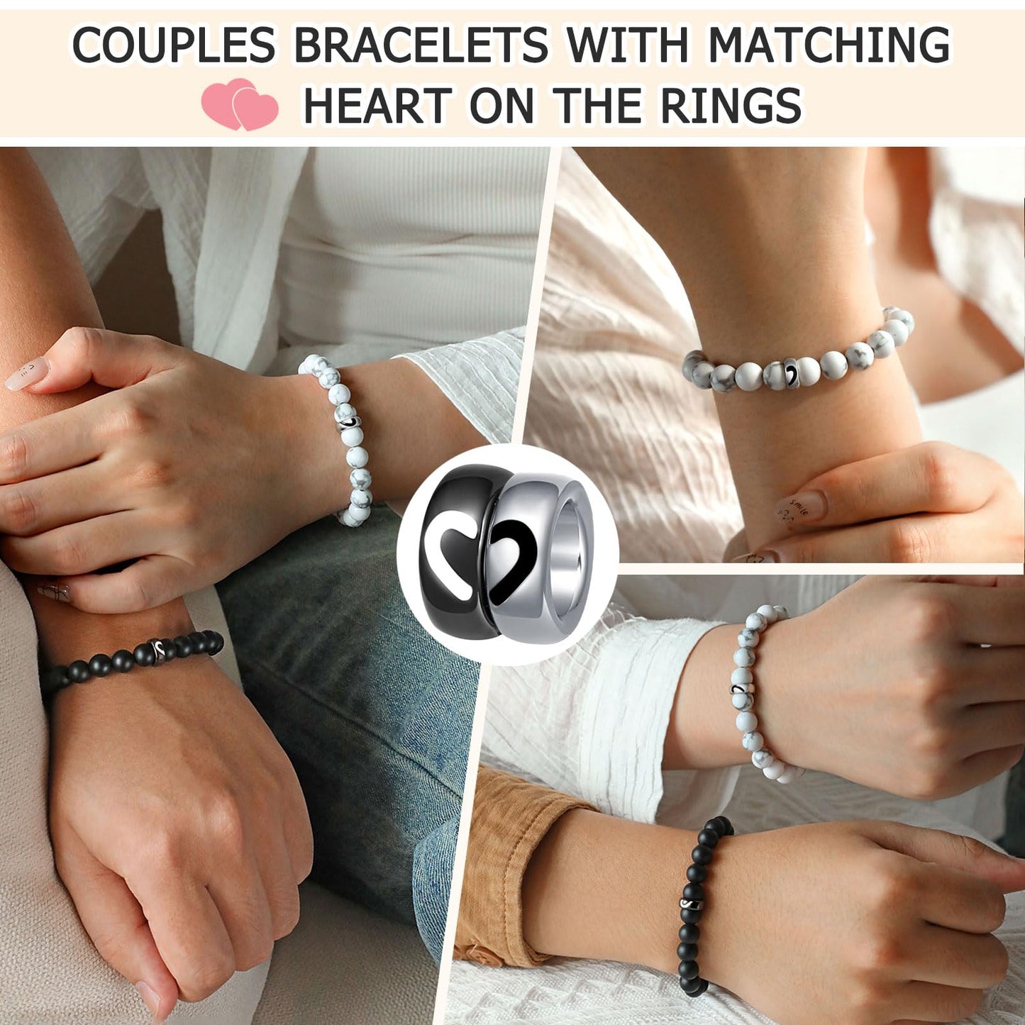 UNGENT THEM Matching Couples Bracelets Stuff Promise Long Distance Relationship Sentimental Christmas I Love You Valentines Day Gifts for Him Her Boyfriend Girlfriend Women Men His Hers Bf Gf
