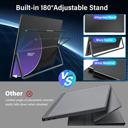 InnoView 23.8" Large Portable Monitor, FHD 144HZ 100% SRGB IPS USB-C HDMI Work Home Gaming Second Monitor 1080P W/180°Adjustable Stand for Laptop, MacBook, Phones