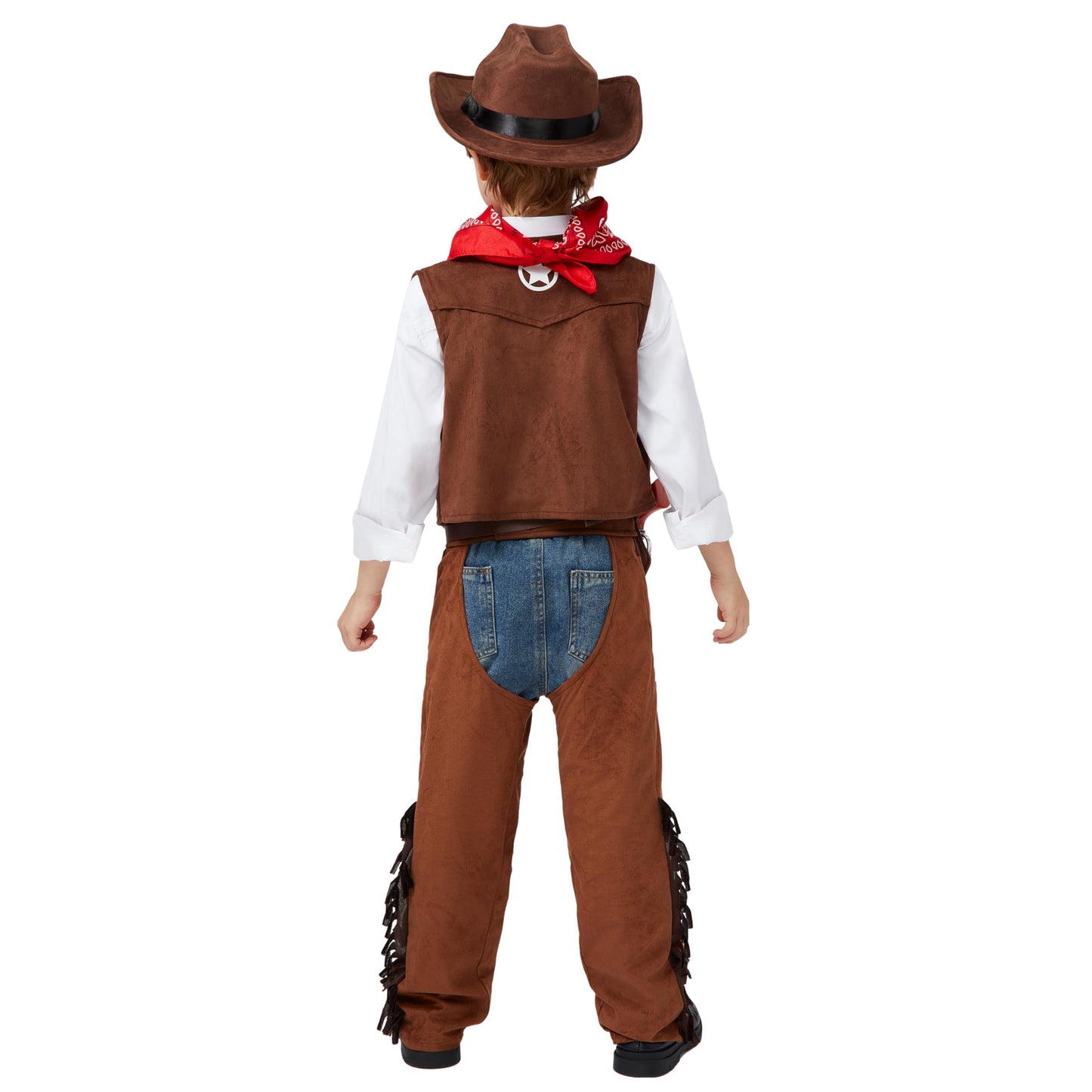 Spooktacular Creations Halloween Cowboy Hat Costume for Boys, Kids Brown Western Costume, Deluxe Boys Cowboy Outfit Set for Toddler Halloween RolePlay Themed Party (Small, 5-7 yrs)