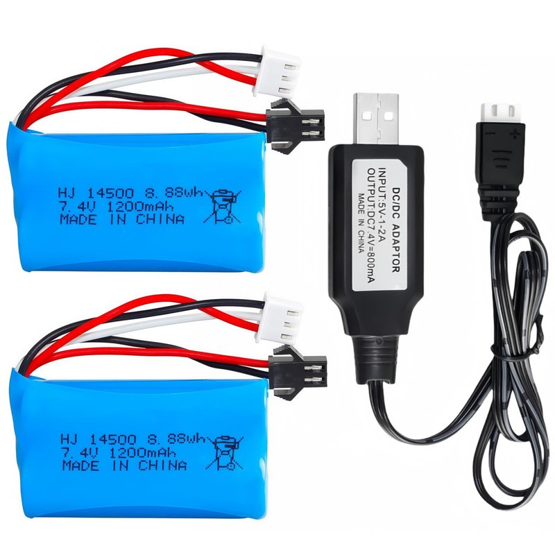Itexkun 2 pcs 7.4V 1200mAh 5C Li-on Battery SM-2P Plug for Airsoft Gun Water Ball Gun Battery Gel Blaster