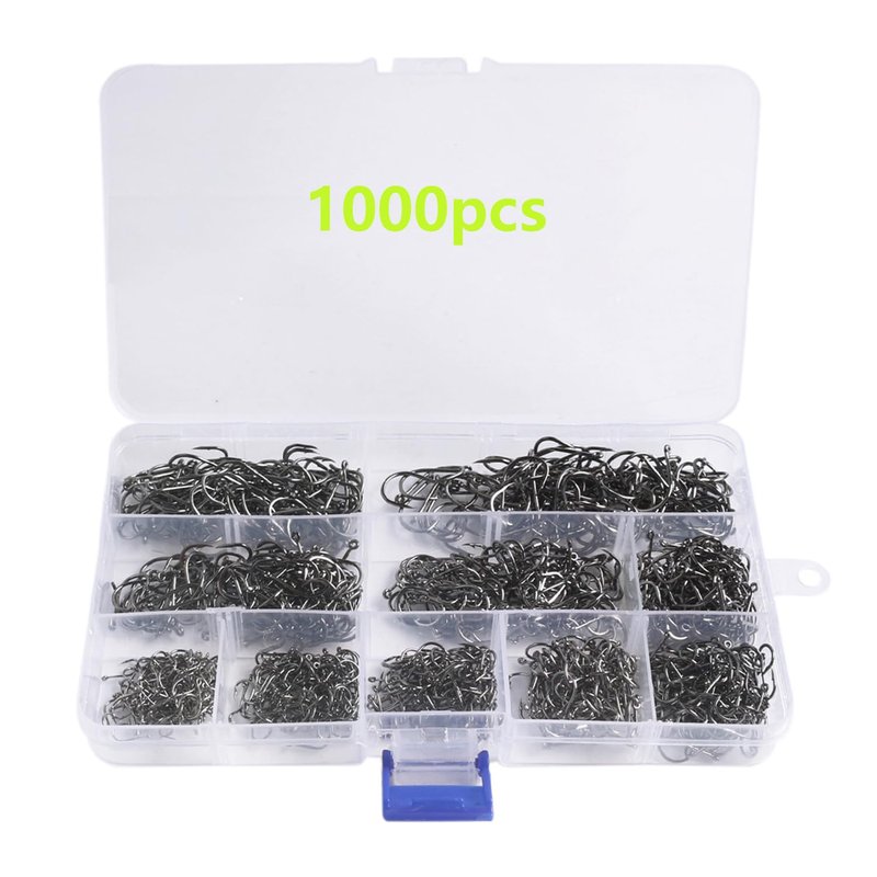 Gxamz 1000pcs 600pcs 300pcs Small Fish Hooks for Freshwater, 10 Specifications of Trout Fishing Hook Set (1000pcs, Black)