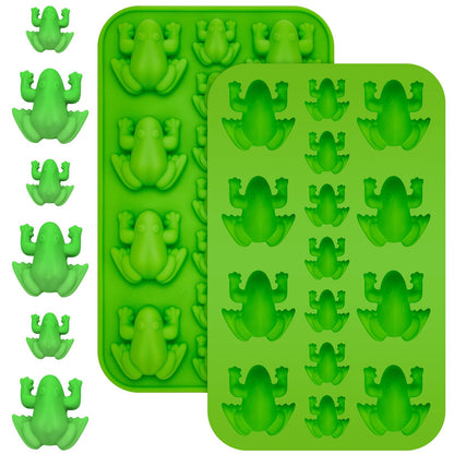 Tessco for you 2 Pieces Silicone Frog Chocolate Mold Halloween Candy Frog Shaped Passover Jelly Ice Tray Fun Gummy Animal Mold for Birthday Wizard Party Cake Decoration Kitchen Gift (Green)