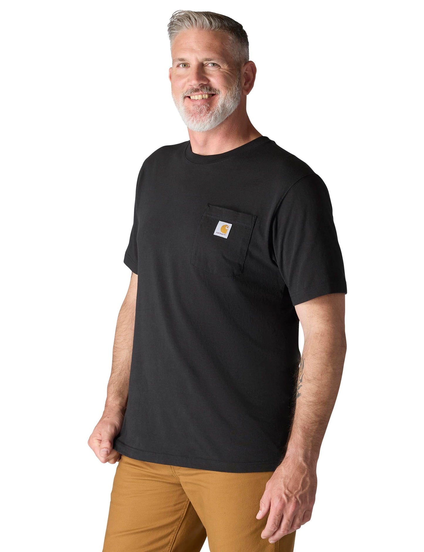Carhartt Mens Loose Fit Heavyweight Short-Sleeve Pocket T-Shirt Work Utility t Shirts, Black, Large US