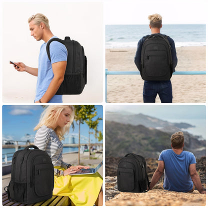 MATEIN Large Travel Backpack, TSA Expandable Laptop Backpack with USB Charging Port, Anti Theft Computer Bag Fit 17.3 Inch Laptop Water Resistant School Rucksack College Gift for Men Women, Black