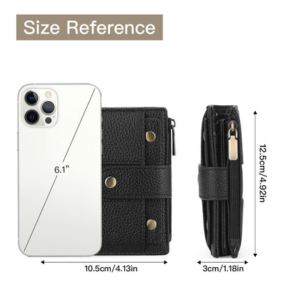 GOIACII Small Women's Wallet Ladies Credit Card Holder with 4 ID Windows & Zip Coin Pocket RFID Blocking Leather