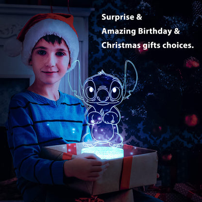 Hoofun Stitch Lamp: 3D Illusion Night Light with Touch & Remote Control, 16 Colours Anime Desk Lamp, Gifts for Girls, Kids Room Decor, Stitch Merch Stuff for Birthday Christmas Holidays
