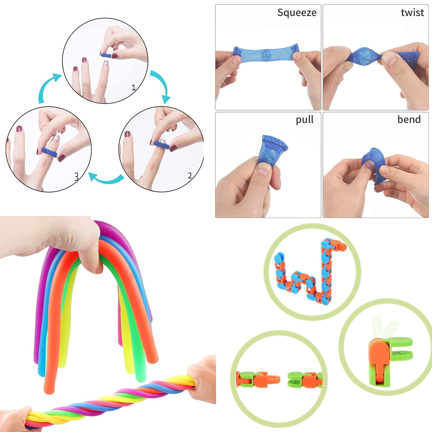 Chennyfun Fidget Toy Set, 36PCS With Box Fidget Pack, Sensory Anxiety Relief Stress Toys for Autism, Fidget Toy in Rainbow color, Octopus Relaxing Entertainment Birthday Gift for Kids Adults