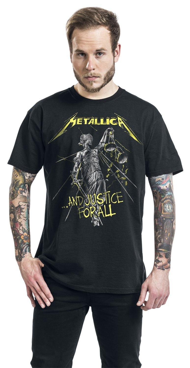 Metallica Men's Justice for All Tracks BL_TS: L T-Shirt, Black (Black Black), Large (Size:Large)