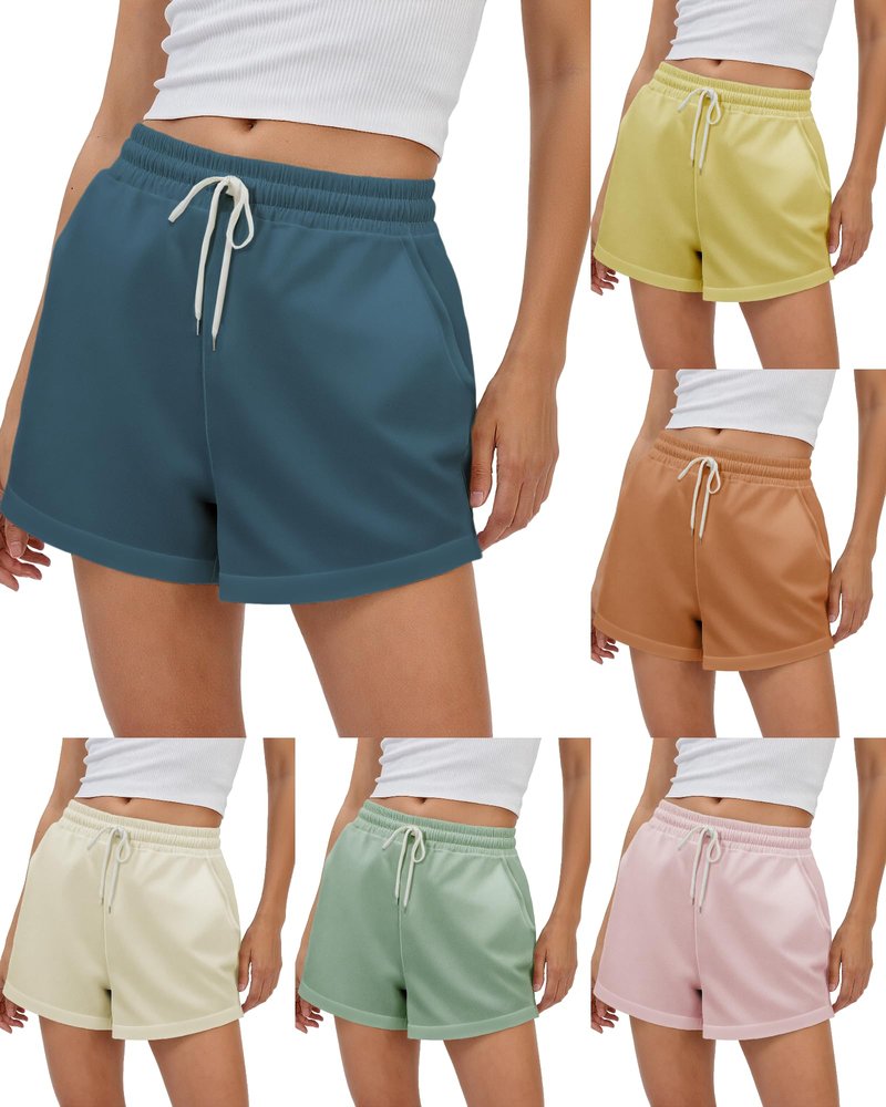 MARSVOVO Summer Comfy Shorts for Women Elastic Drawstring Waisted Relaxed Fitted Casual Shorts Classic Lightweight Breathable Wide Legged Trendy Vacation Pants with Pockets Z Black,L