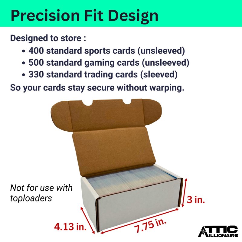 Attic Millionaire (5 Pack) 400-Count Trading Card Storage Box - MADE IN THE USA - Responsibly-Sourced - Trading Card Storage Box for Sports Cards, PTCG, MTG, and other Gaming Cards