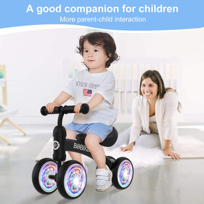 Baby Balance Bike Toys for 12-36 Months Kids Toy Boy and Girls Gifts Toddler Best First Birthday Gift Children Walker No Pedal Infant 4 Wheels Bicycle (Colorful, Black-Light)
