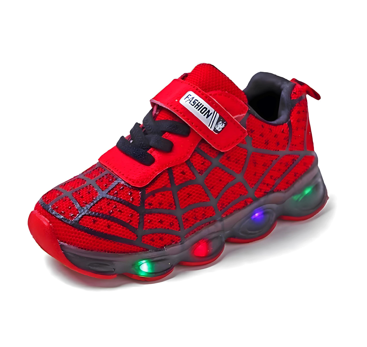 RAYCHY Toddler Boys Girls Light Up Shoes LED Lightweight Mesh Breathable Walking Sneakers Red