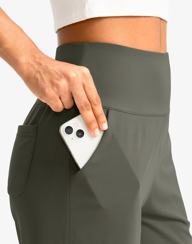 G Gradual Women's Bermuda Long Shorts with Pockets 7" High Waisted Knee Length Shorts for Women Walking Athletic Workout(Grey Sage-L7,L)