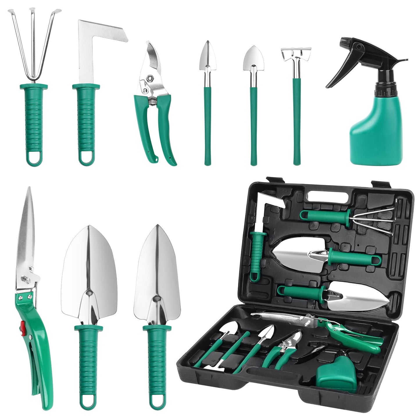 GIOVARA Stainless Gardening Tools Set (10 Pieces Green)