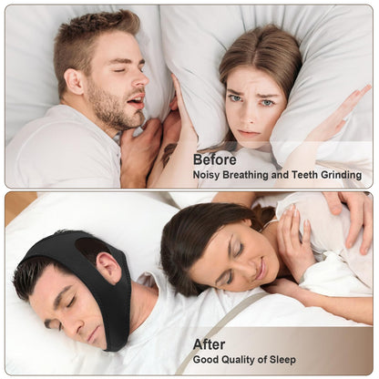Chin Strap for Sleeping, Chin Strap for Snoring, Adjustable and Breathable Anti Snoring Devices, Anti Snoring Chin Strap for Men and Women to Stop Snoring, Skin-Friendly Comfortable Sleeping -Black