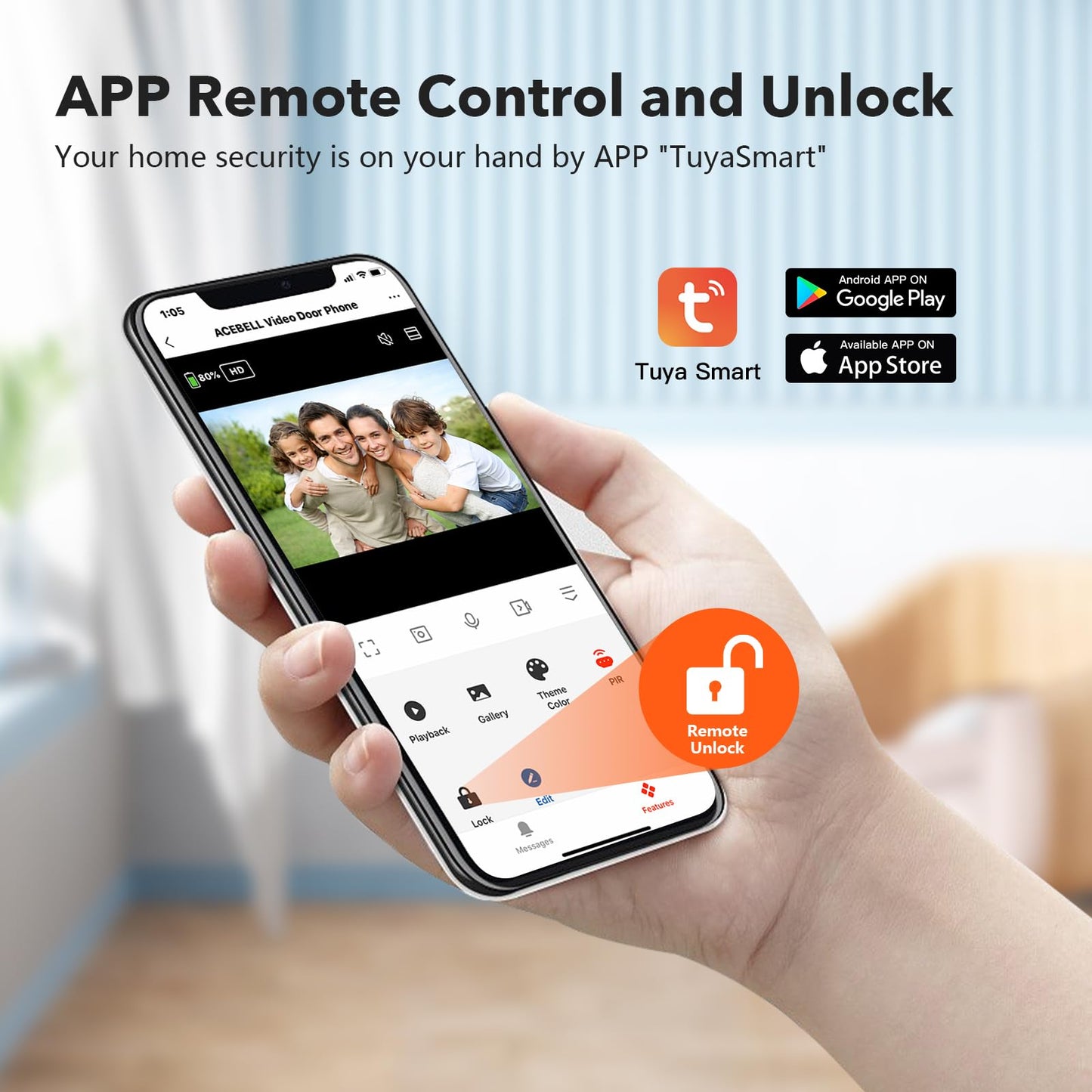 ACEBELL Wireless Smart Video Doorbell Intercom System, WiFi 1080P Video Doorbell Camera with Monitor, Video Door Phone with 7''Touch Screen, Motion Detection, No Subscription, APP Control