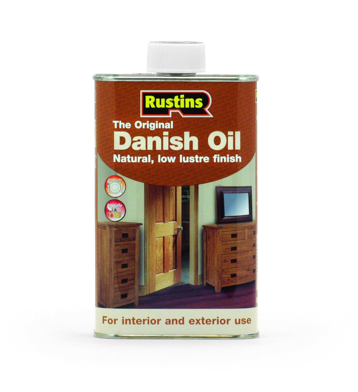 Rustins Danish Oil 250ml - Rich, Natural Glow - Enhances Wood Grain Beautifully, Professional-Grade Finish, Easy DIY Application