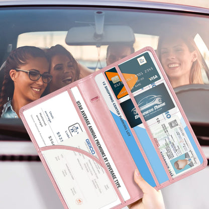 CoBak Car Registration and Insurance Holder - Vehicle Glove Box Car Organizer,Auto Truck Comparment Accessories Case with Magnetic Closure for Essential Document,Driver License,Cards