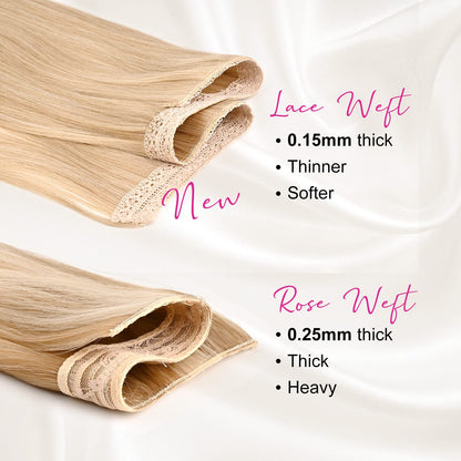 Hair Extensions, REECHO Blonde Clip in Hair Extensions 24" Thick Long Loose Waves hair extensions HE002 Invisible Lace Weft Natural Soft Hairpieces for Women ¨C Platinum Blonde