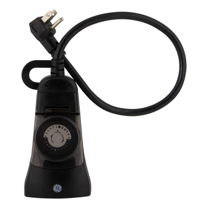 GE 24-Hour Heavy-Duty Ουtdооr Mechanical Τімer, 2 Grounded Outlet Τімer, Programmable Daily Cycle, 30-Minute Interval Ουtdооr Τімer, Weather Resistant, Ουtdооr Light Τімer, Black, 2 Pack, 46224