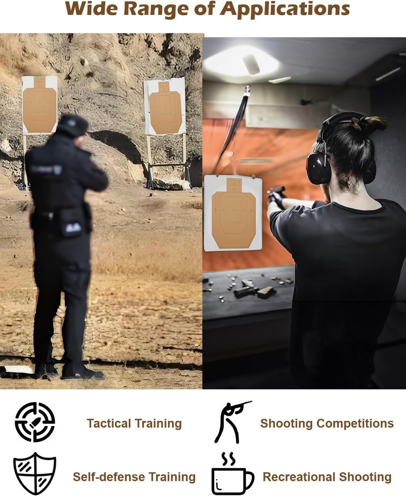 Cardboard Shooting Targets - 30x18in Classic Silhouette with 1000 Pcs Square Pasters | Tactical Training