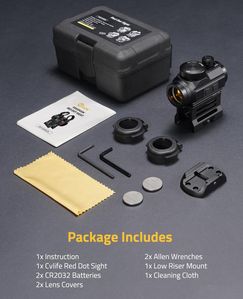 CVLIFE FoxSpook Motion Awake Red Dot Sight, 2 MOA Red Dot Scope Auto On & Off, 1x20mm Red Dot Optics with Low Profile and Lower 1/3 Co-Witness Mount, Flip Lens Covers and Anti-Reflection Device