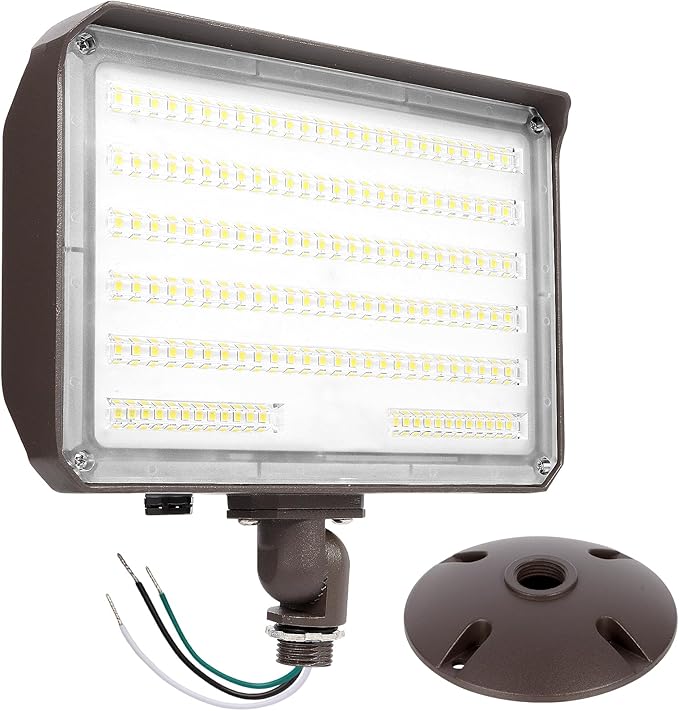 100W LED Flood Light with Knuckle, Outdoor Flood Light Dusk to Dawn Photocell 5000K 14000lm AC100-277V Equivalent 1000W, ETL Waterproof Wall Mount LED Security Lighting for Yard Entrance