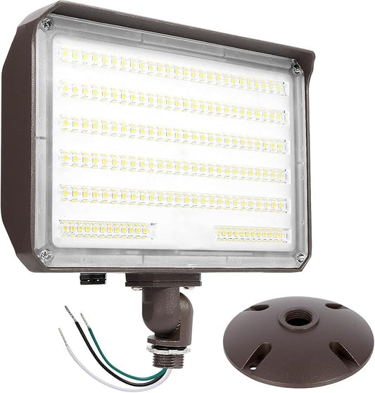 100W LED Flood Light with Knuckle, Outdoor Flood Light Dusk to Dawn Photocell 5000K 14000lm AC100-277V Equivalent 1000W, ETL Waterproof Wall Mount LED Security Lighting for Yard Entrance