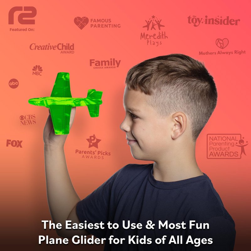 Foam Airplane - Best Outdoor Toys for Kids 3 4 5 6 7 8 9 + Year Old Boys - Best Toy Stuffers Gift & Boy Toddler Toys & Airplane Gift Idea - Gifts for Boys Toys Age 4-6 & Summer Party Favors