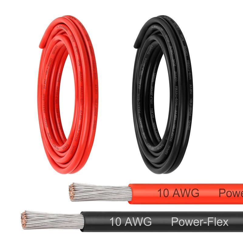 Marine Wire 10 AWG, 10FT Red & 10FT Black Tinned Copper Boat Cable, Ultra-Flexible 10 Gauge Marine Grade Electrical Wire for Bilge Pump, LED Lights, and RV