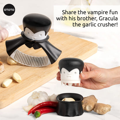 OTOTO Rockula Garlic Press Rocker - Garlic Masher, Garlic Rocker, Rocking Garlic Press Stainless Steel - Garlic Smasher Spooky Gifts - Easy to Clean
