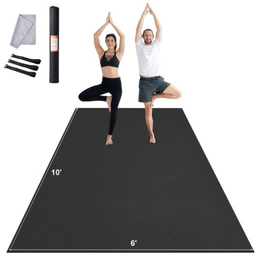 VEVOR Large Exercise Mat, 12'x6'/10'x6'/9'x6'/8'x6'/8'x5'/7'x5'/6'x4' (7mm) Extra Thick, Non Slip High Density Premium Workout Mat, Exercise Yoga Mat for Men & Women, Fitness & Exercise Mat with Bag & Carry Strap, for All Types of Home Yoga, Pilate & Floo