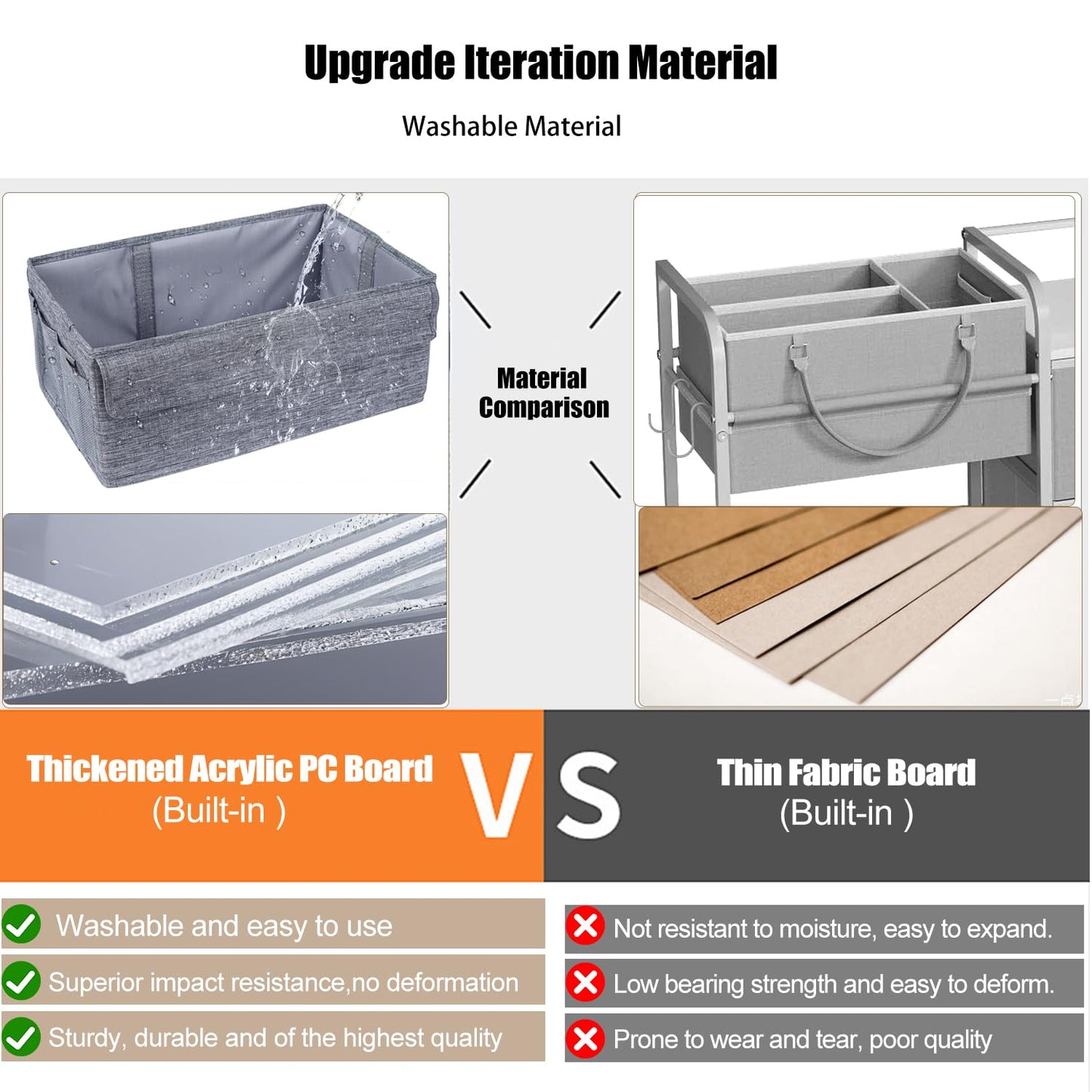 3-Tier Baby Diaper Caddy Organizer and Storage Cart with 4+2 Dividers, Mobile Metal Utility Cart with Rolling Wheels for Nursery Essentials, Large Capacity Rolling Carts for Crib, Bedroom, Bathroom