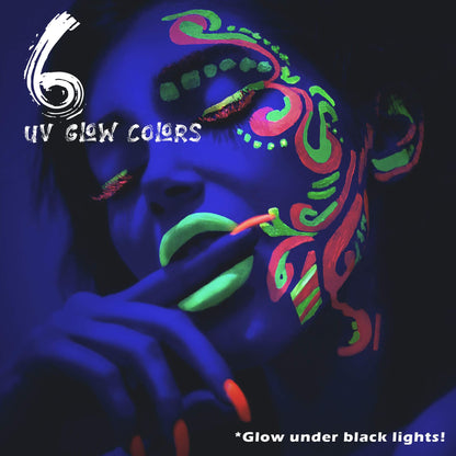 CCbeauty 36 Colors Face Body Paint,Professional Large Face Painting Kit,Neon Face Painting Palette,Oil-Based Non-Toxic Special Effect SFX Makeup Kit,Halloween Costume Cosplay For Adult With 10 Brushes