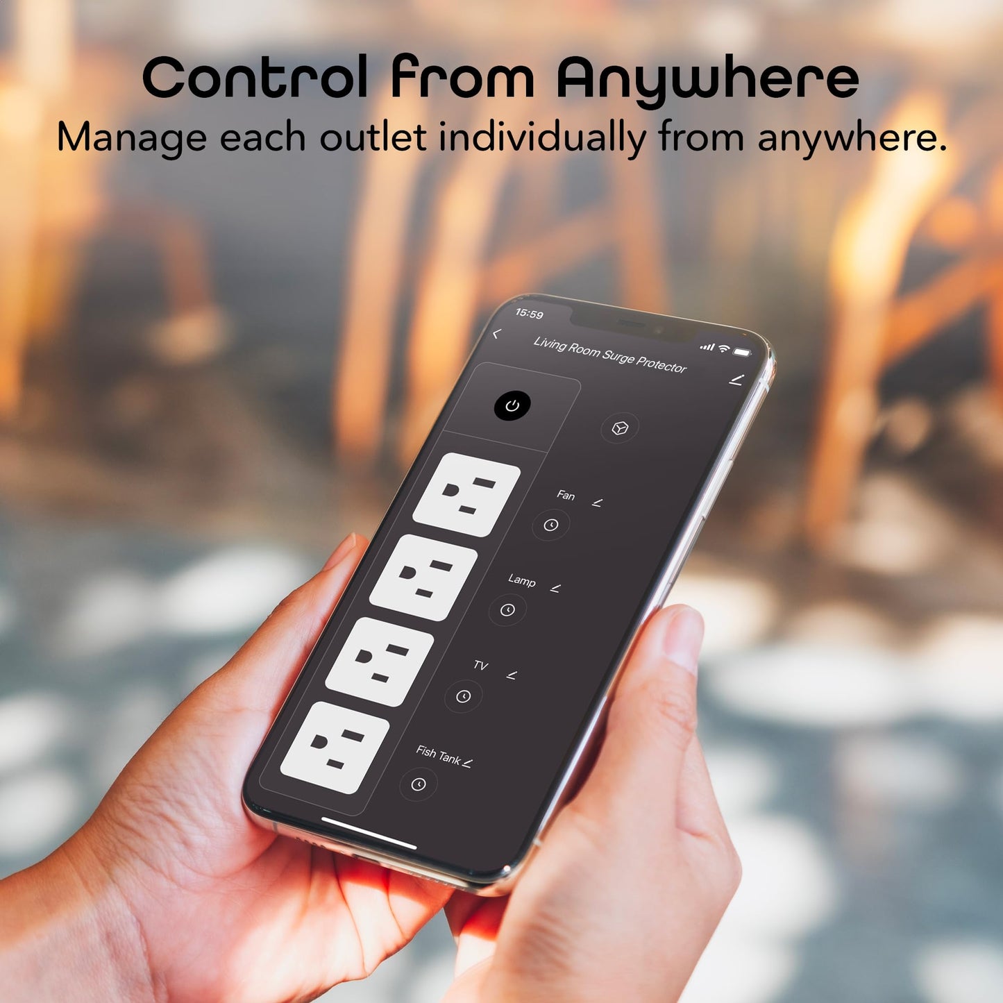 Geeni Smart Surge Protector 6-Outlet Power Strip – Wi-Fi Enabled with Voice Control (Alexa, Google Assistant), Surge Protection, 3ft Extension Cord, Remote Access