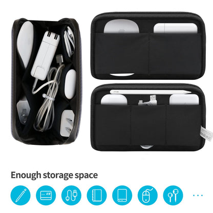 Electronic Organizer Travel Case – Waterproof Cable Bag for Cord, Charger, Hard Disk, Power Bank – Small Tech Storage for Travel, Backpack, Business Trip, Airplane (Blue)