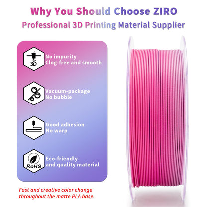 ZIRO Matte Gradient PLA Filament 1.75mm, Matte Multicolor 3D Printer Filament, Fit Most FDM 3D Printers, Dimensional Accuracy +/-0.03mm, 1KG Spool, Dreamy Dusk