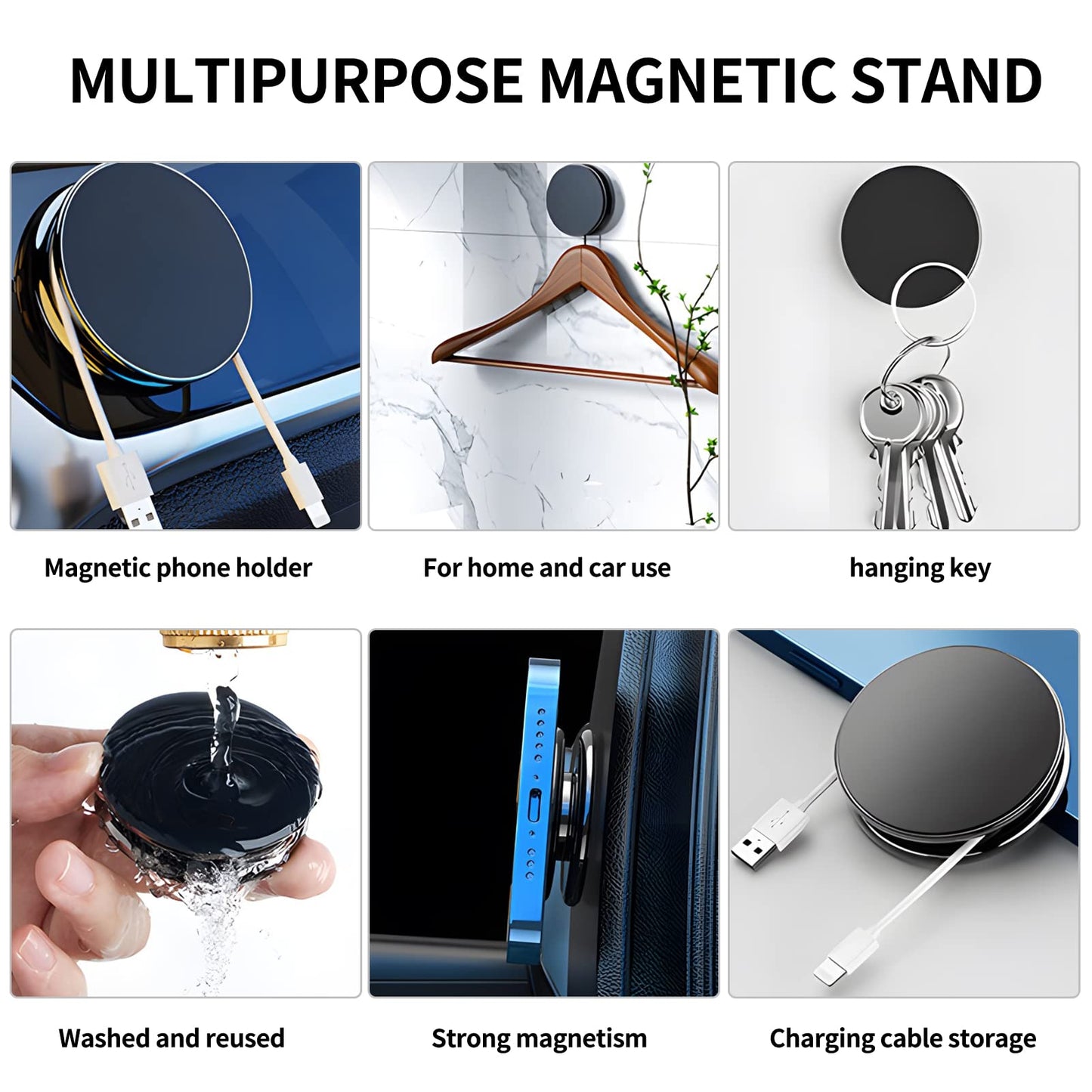 Generic Magnetic Phone Car Mount, Dashboard Magnetic Phone Holder, Universal Compatibility, Fits iPhone, Samsung, LG, GPS and More