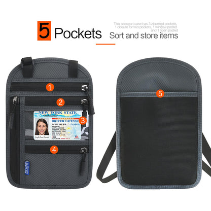 Neck Wallet Lightweight RFID Blocking Waterproof Travel Pouch for Women Men