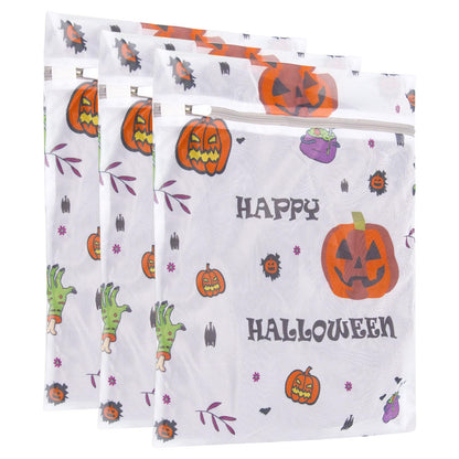 3Pcs Halloween Durable Mesh Laundry Bag, Durable Laundry Bags with Premium Zipper for Indoor Home Decor (Halloween 02)