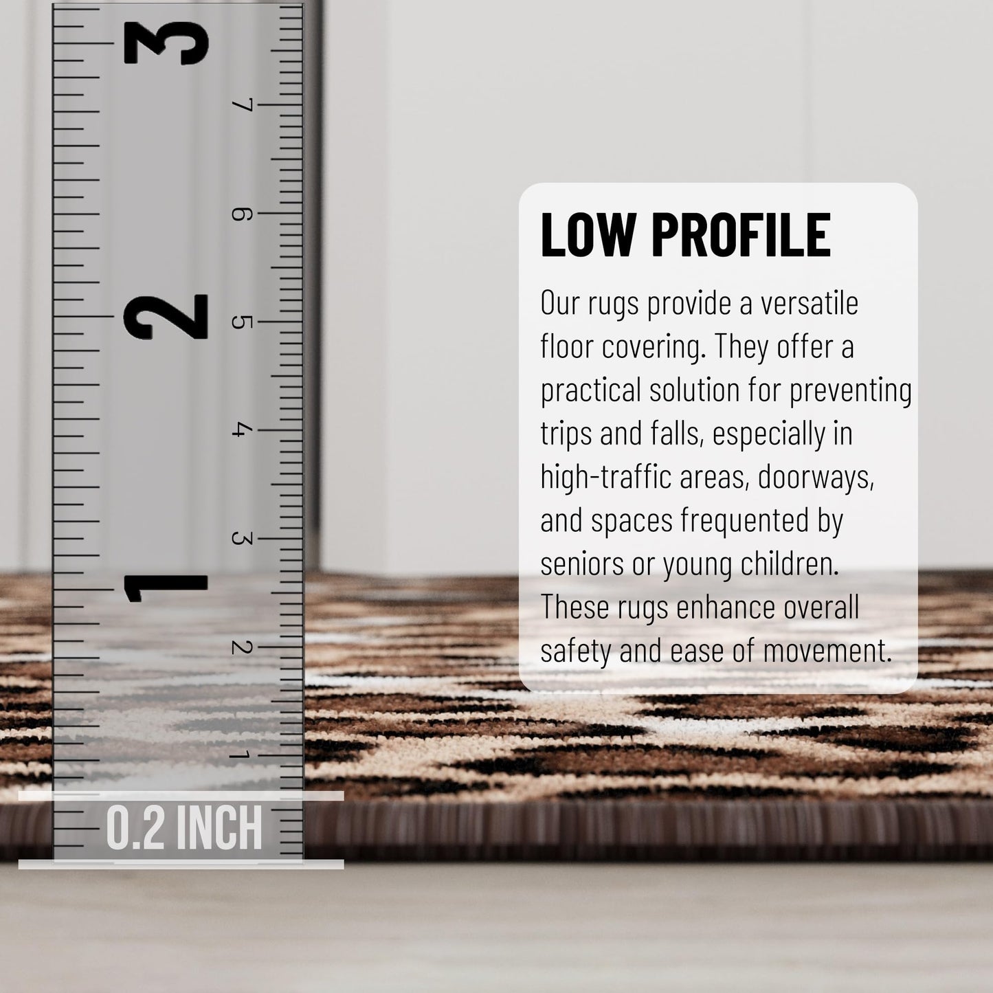 Ottomanson Kitchen Runner Rug 1'10.5" x 6' – Machine Washable Soft Non-Slip Rug, Quick Dry Low Pile Carpet for Kitchen, Bathroom & Entryway, Leopard Print Brown