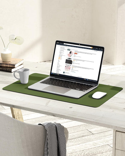 YSAGi Non-Slip Desk Pad, Waterproof PVC Leather Desk Table Protector, Ultra Thin Large Mouse Pad, Easy Clean Laptop Desk Writing Mat for Office Work/Home/Decor (60 x 35 cm, Grass Green)