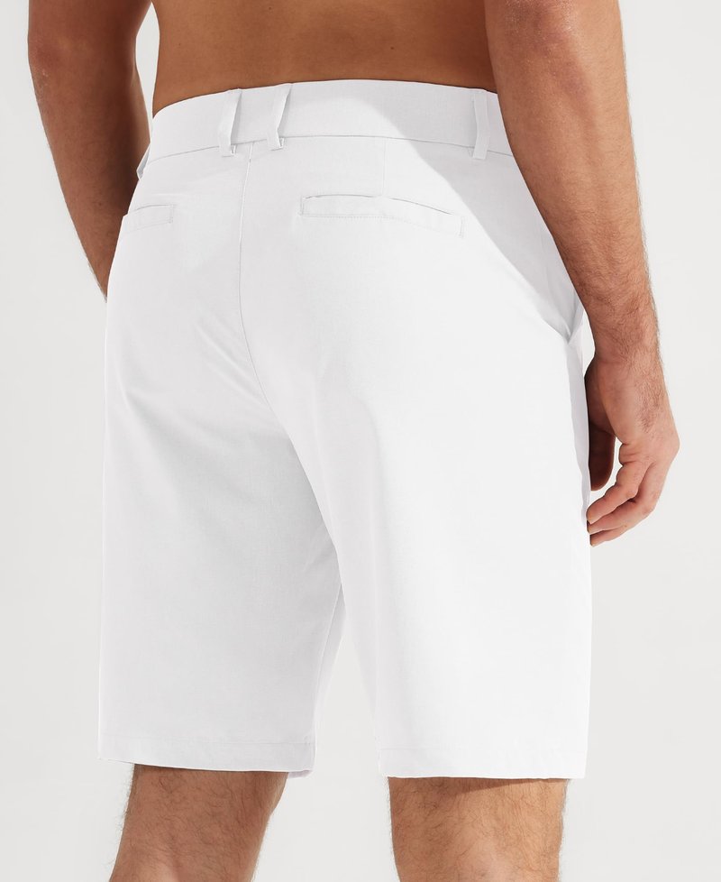 Libin Men's Golf Shorts 9" Work Dress Shorts Casual Flat Front Hybrid Short Lightweight Quick Dry Water Resistant, White, Size 32