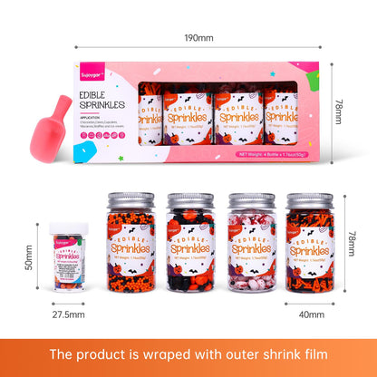 Halloween Sprinkles for Cake Decorating, Food Grade 50g/bottle, Jimmies Sprinkles, Pumpkin Sprinkles, Fancy Sprinkles for Cupcake Decorating, Baking, Toppers Cookies