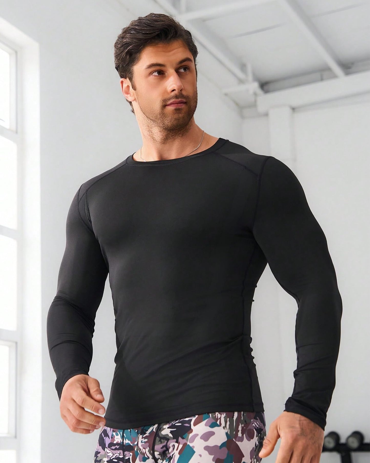 FUXERT Sauna Shirt for Men Long Sleeve Sauna Suit Heat Trapping Workout Shirts Sweat Enhance Vest for Workout Sports(GN XL)