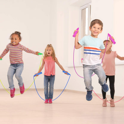 Elcoho 15 Pack Colorful Kids Jump Rope Set Adjustable Plastic Kids Jump Rope Skipping Rope Outdoor Jump Ropes Great Party Favor