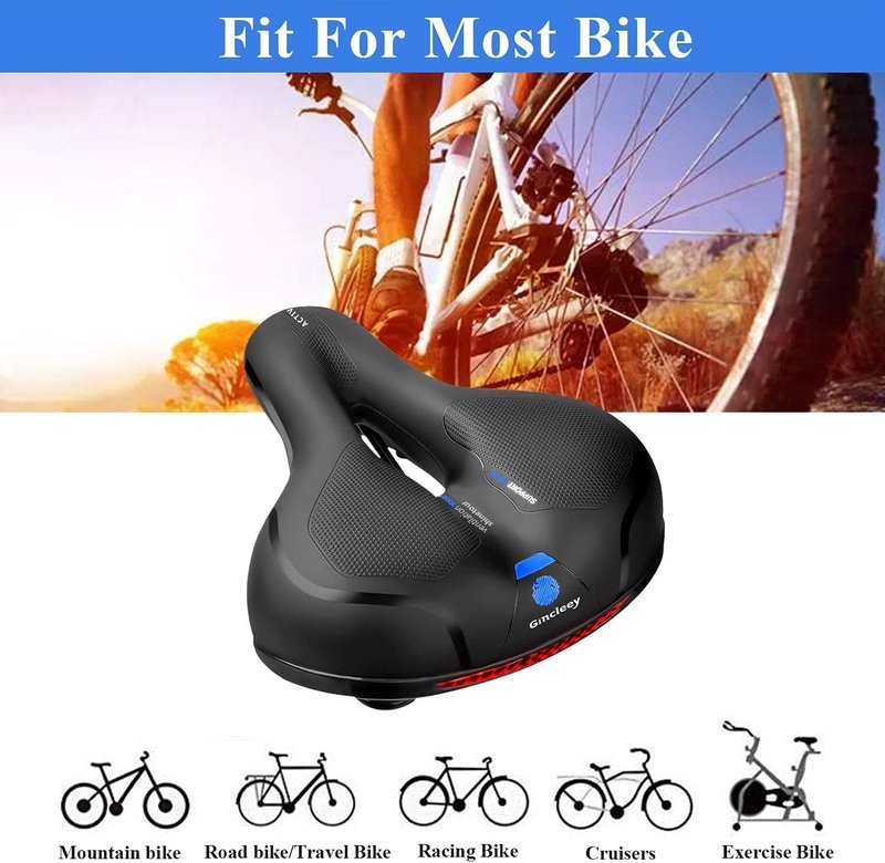 Comfort Bike Seat - Memory Foam Padded Saddle Cushion for Men & Women | Universal Fit for Indoor/Outdoor Use