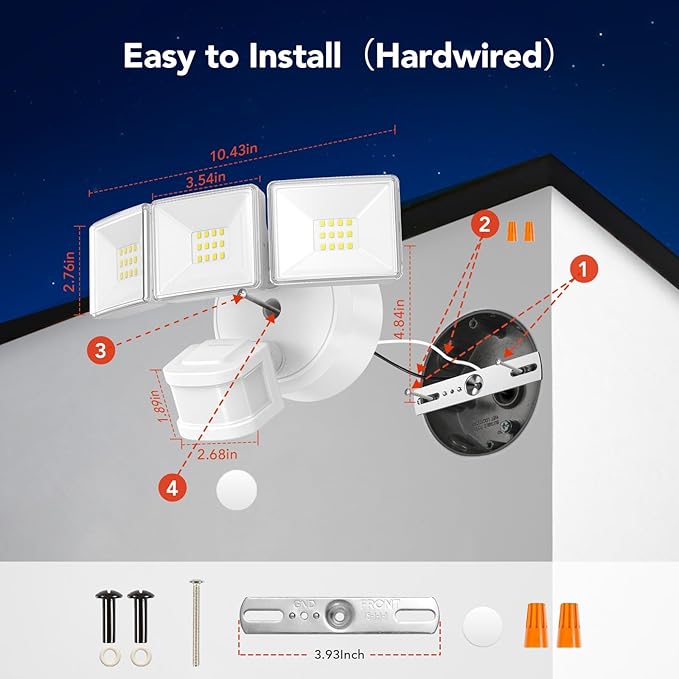 OREiN Motion Sensor Outdoor Lights – LED Flood Light, Bright & Energy-Efficient Security Light, 26W, 3500LM, 5000K Daylight, IP65 Waterproof, Dusk to Dawn, Ideal for Garage, Driveway, Backyard (White)
