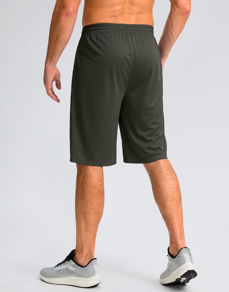 G Gradual Men's Athletic Shorts with Pockets 9" / 11" Long Basketball Shorts Lightweight Quick Dry Gym Workout Shorts for Men(Olive,4XL)