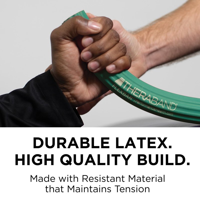 THERABAND FlexBar Resistance Bar, Medium, Green Flex Therapy Bar for Physical Therapy, Wrist & Forearm Exercise Equipment, Non Slip Grip, Compact Design